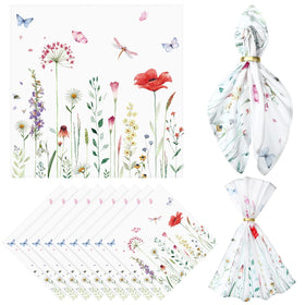 Qeeenar spring napkins with watercolor leaves for an elegant tablescape