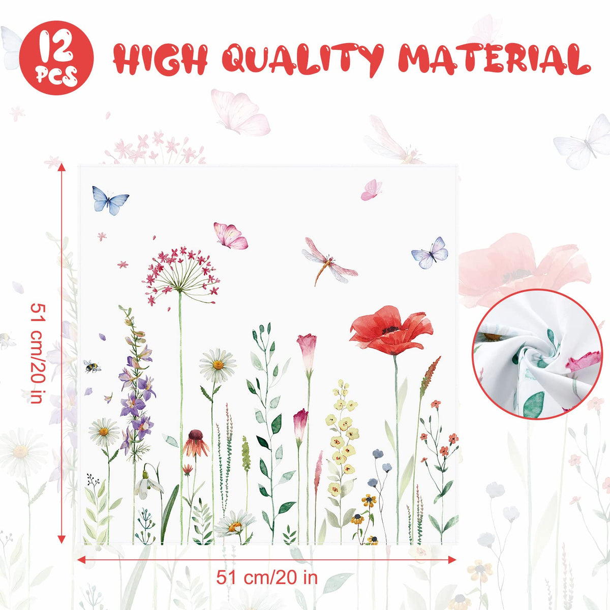 Qeeenar floral napkins showcase botanical wildflowers for party tables