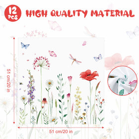 Qeeenar floral napkins showcase botanical wildflowers for party tables
