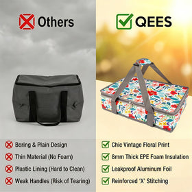 QEES interior mesh pocket adds space for utensils and napkins.