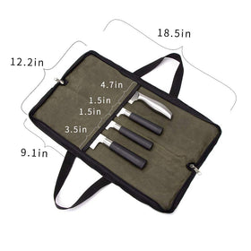Separate pockets keep blades from clashing inside QEES bag.