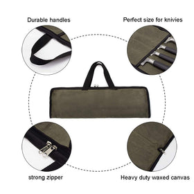 QEES waxed canvas knife bag emphasizes durability and rugged style.