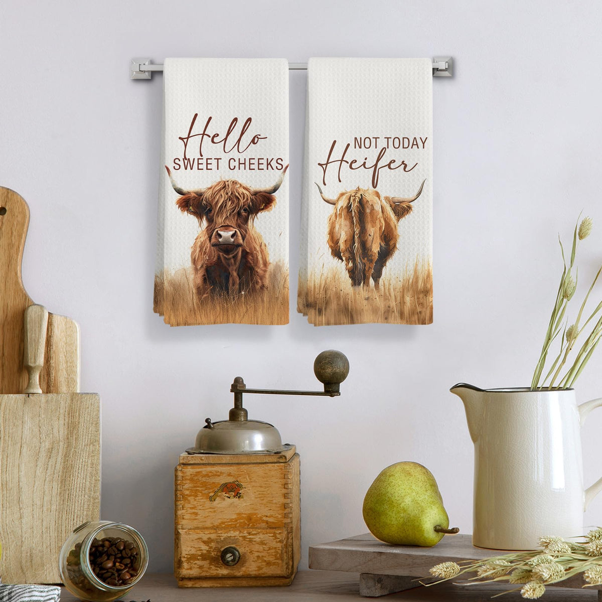 Qeheb farmhouse Christmas decor towel pack enhances cozy kitchen and bath areas.