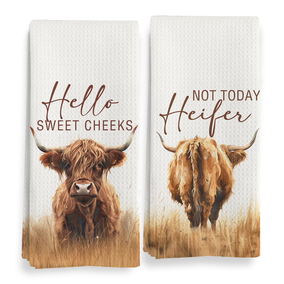 Qeheb Western Highland Cow bath towel pattern adds vibrant charm to any bathroom.