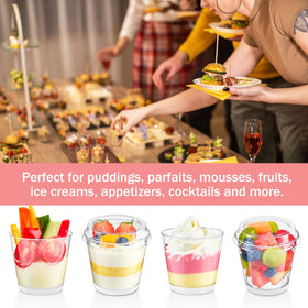 Qeirudu 6 oz round shooter cups for individual portions and stylish presentation.