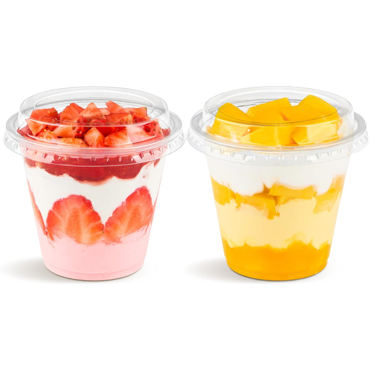 Qeirudu 9 oz clear dessert cup with high lid for parfaits and desserts