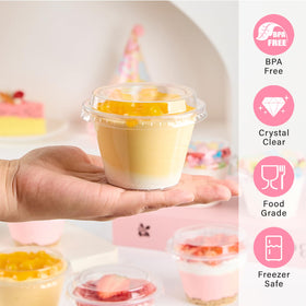 Qeirudu cake and pudding serving cups keep treats neatly presented.