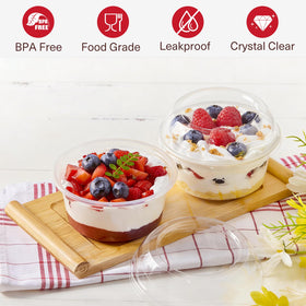 Qeirudu clear parfait cup with lid - ideal for layered desserts and toppings