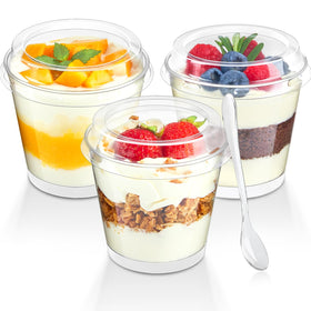 Qeirudu clear plastic dessert cups perfect for elegant party servings and easy portion control.