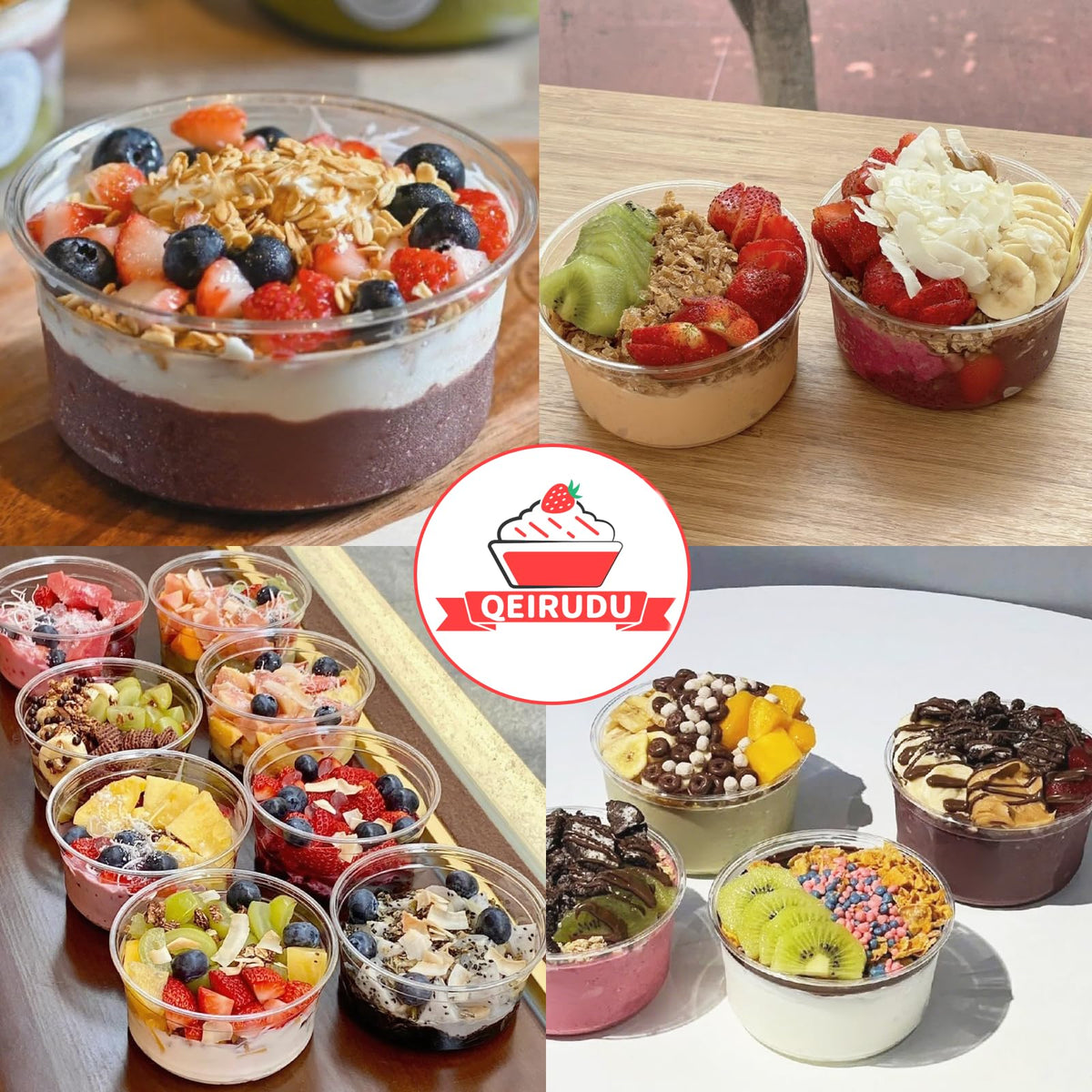 Qeirudu dessert cups with lids - ideal for cakes fruits and mousses