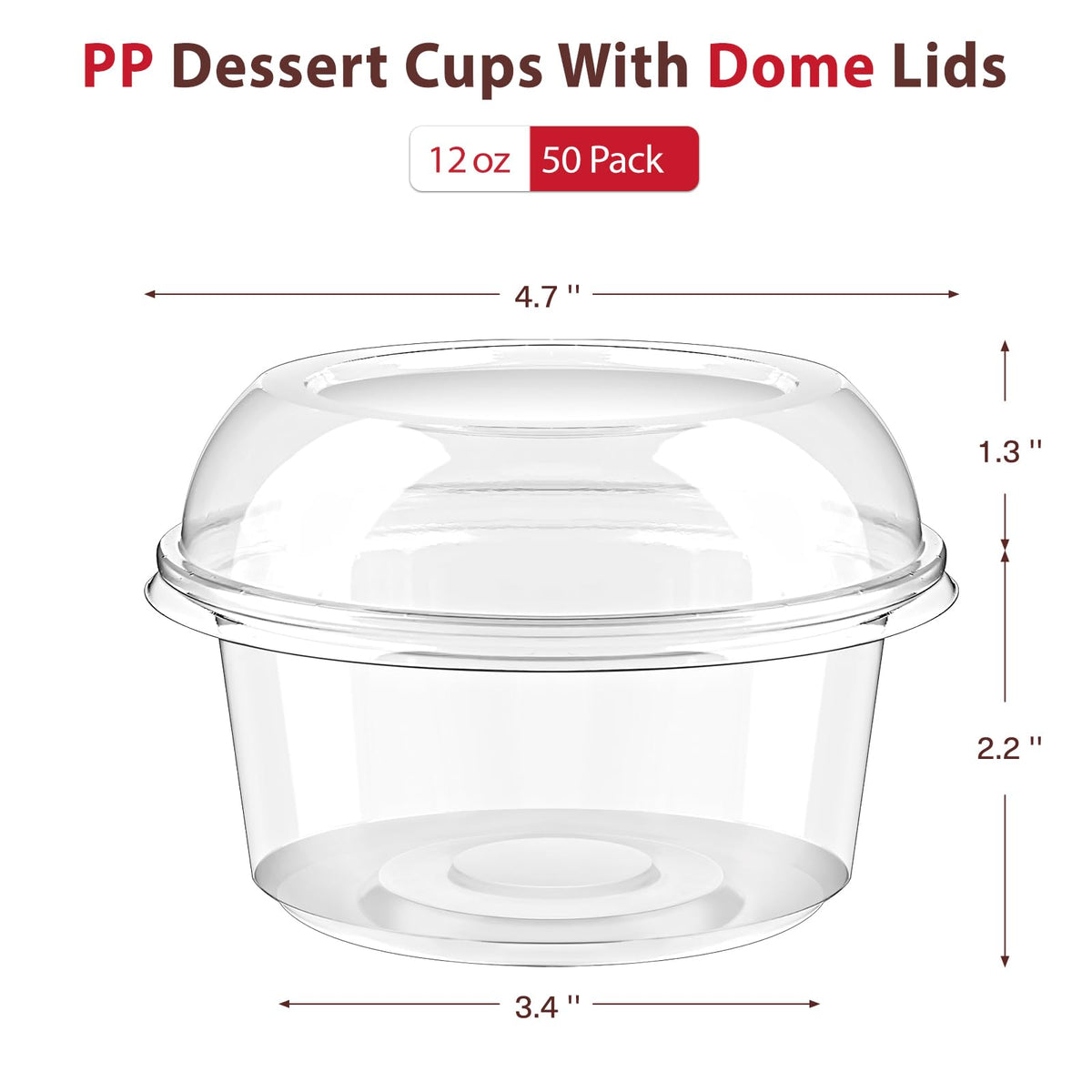 Qeirudu clear dome lid parfait cup - lid closeup for easy stacking and transport