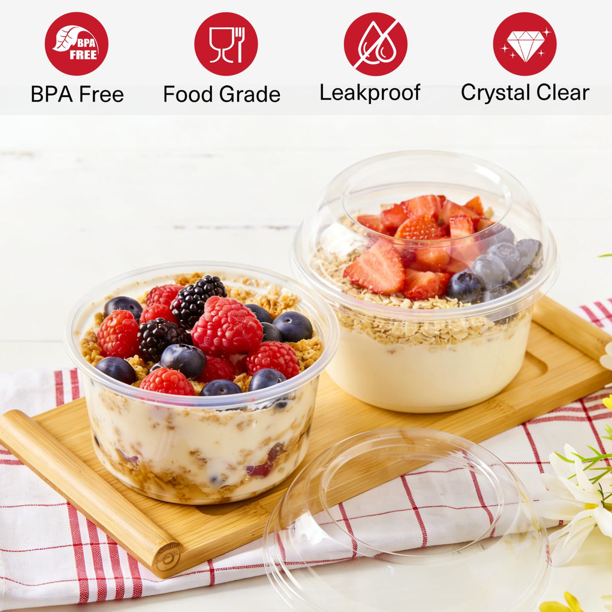 Qeirudu dome lid ensures leakproof storage for fridge and transport.