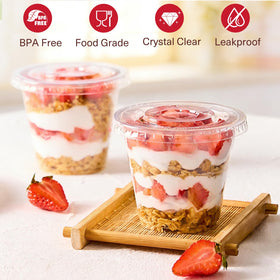 Qeirudu leakproof flat lids seal desserts for mess-free transport.