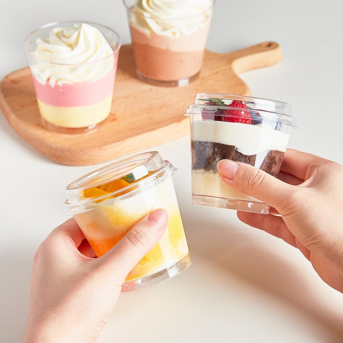 Qeirudu parfait desserts cups ideal for yogurt parfaits and layered treats.