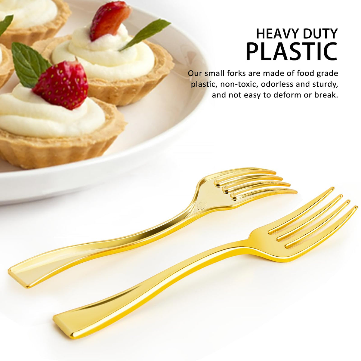 Qeirudu party forks, gold tone for stylish catering and events.