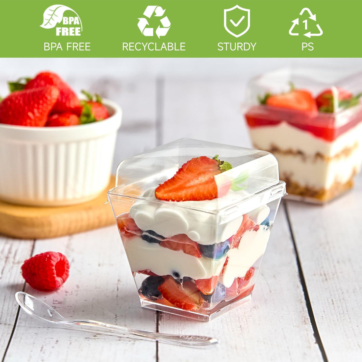 Qeirudu dessert spoons for convenient single servings.