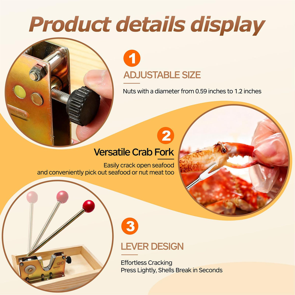 Qeykizy nut cracker includes four picks and a cleaning brush for quick post-use cleanup