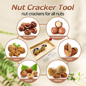 Qeykizy nut cracker with wooden collection bowl showing auto-drop kernels