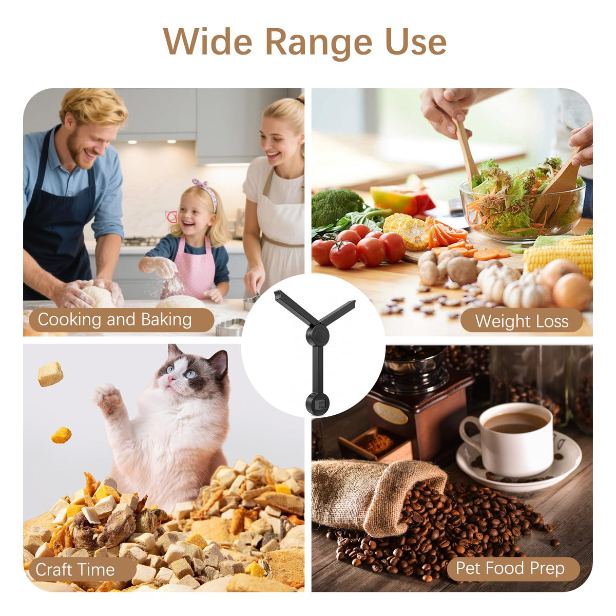 QFEISETH folding food scale in use with a bowl of ingredients.