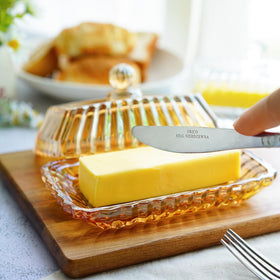 QFkris durable crystal glass butter tray blends durability with refined design.