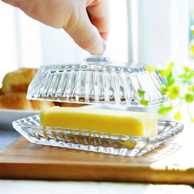 QFkris butter dish fits standard sticks for convenient serving.