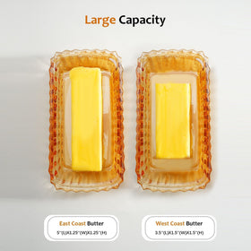 QFkris champagne-hued glass butter dish enhances dining ambiance.
