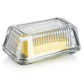 QFkris clear glass butter dish with lid keeps butter protected and fresh