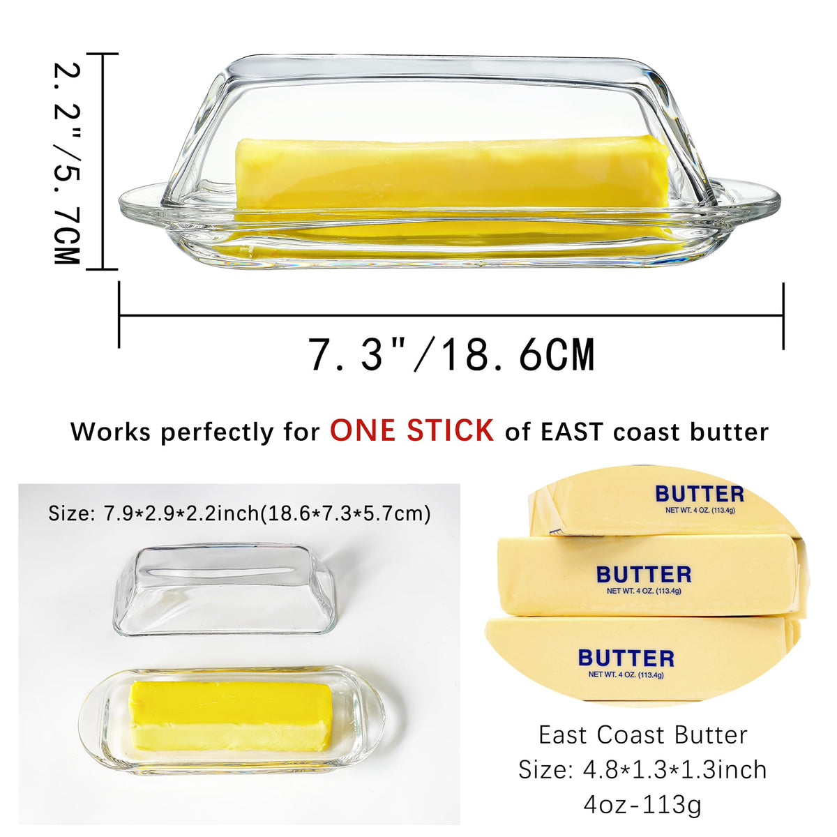 QFkris crystal butter keeper enhances table elegance while storing one stick.