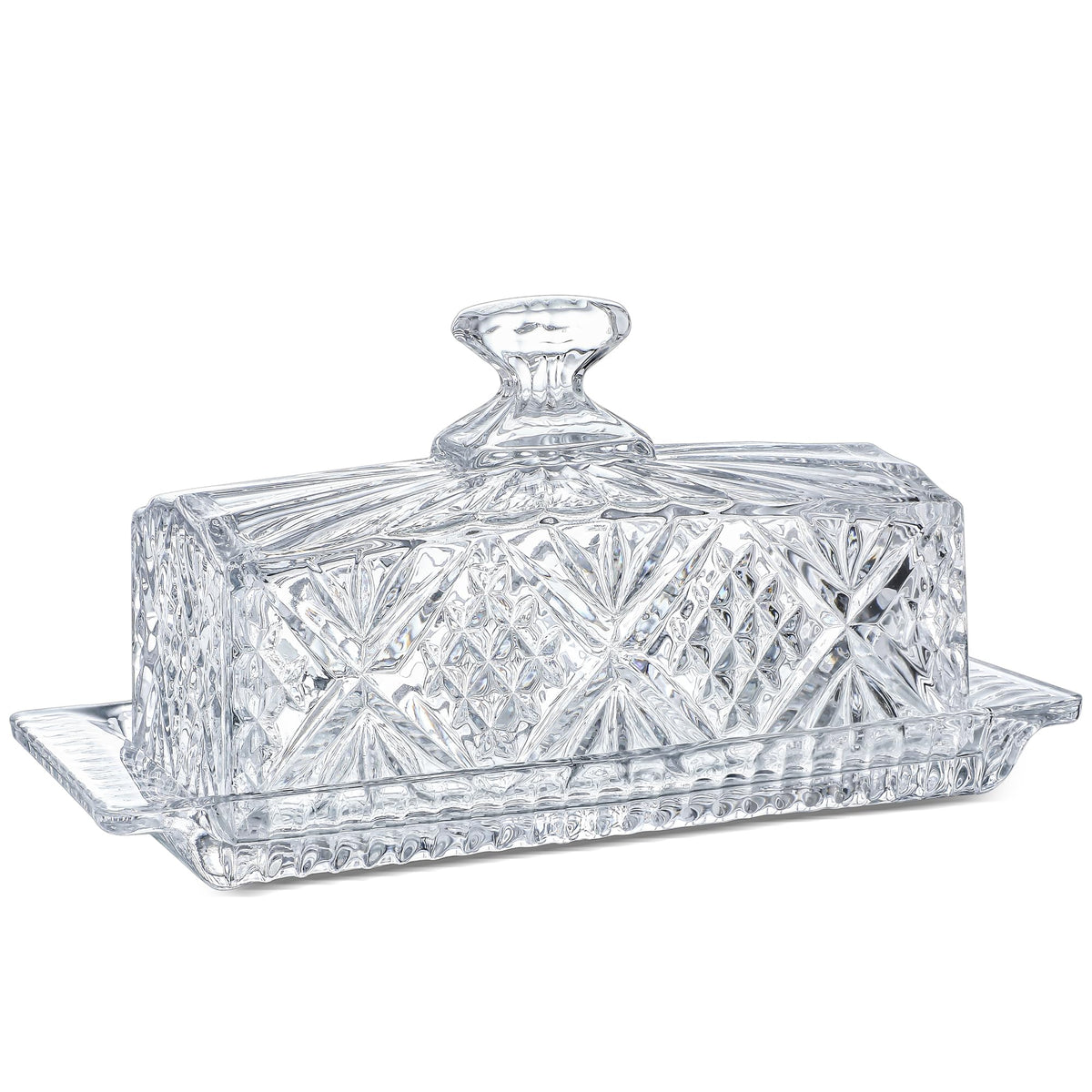 QFkris crystal covered butter dish 8in with lid keeps butter fresh and dust-free.