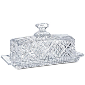QFkris crystal covered butter dish 8in with lid keeps butter fresh and dust-free.