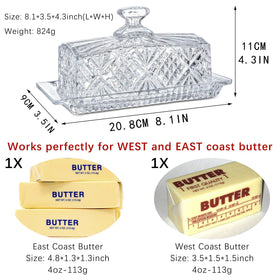 QFkris crystal butter dish tray with engraved design adds elegance to table.