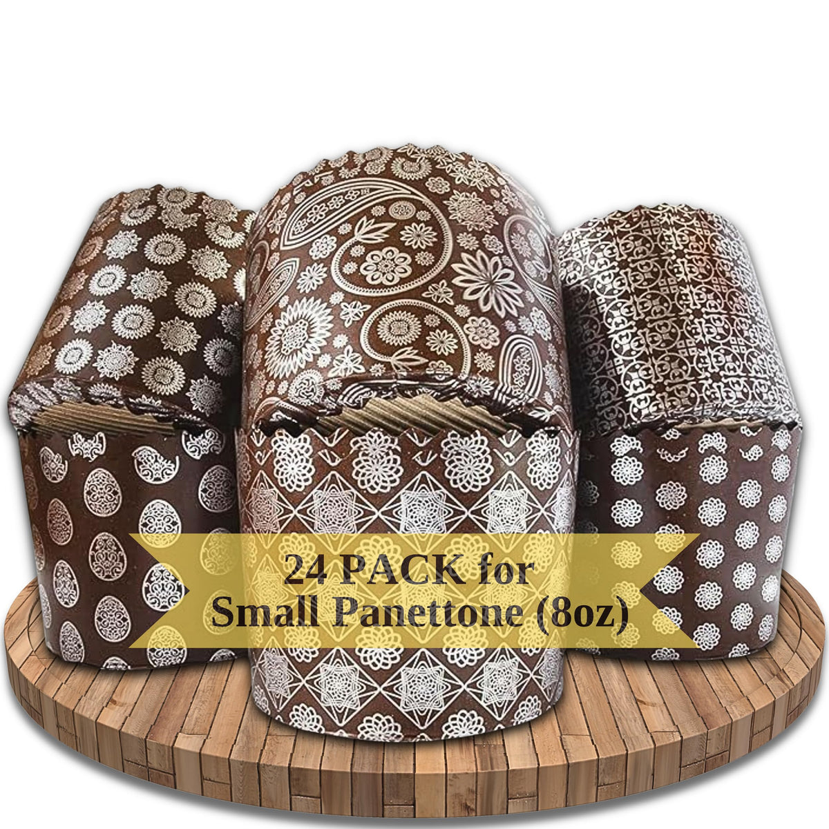 QG Group Panettone mold with floral design for festive baking.