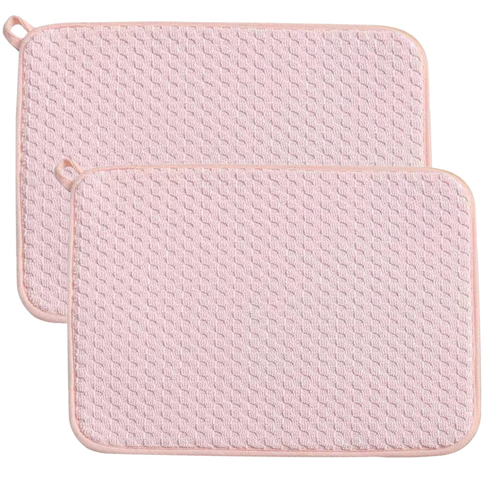 QGWJEKUI pink dish drying mats on counter absorb moisture quickly, keeping countertops dry.