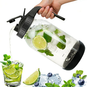 QHH 64 oz glass mason jar pitcher with lid and handle for easy pouring.