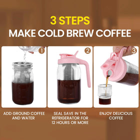 QHH airtight glass pitcher keeps drinks fresh in fridge.