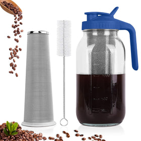QHH cold brew 64oz mason jar pitcher for easy, spill-free serving at home