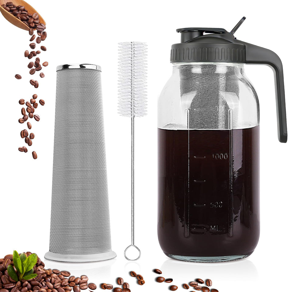 QHH cold brew coffee maker with pour spout for spill-free serving