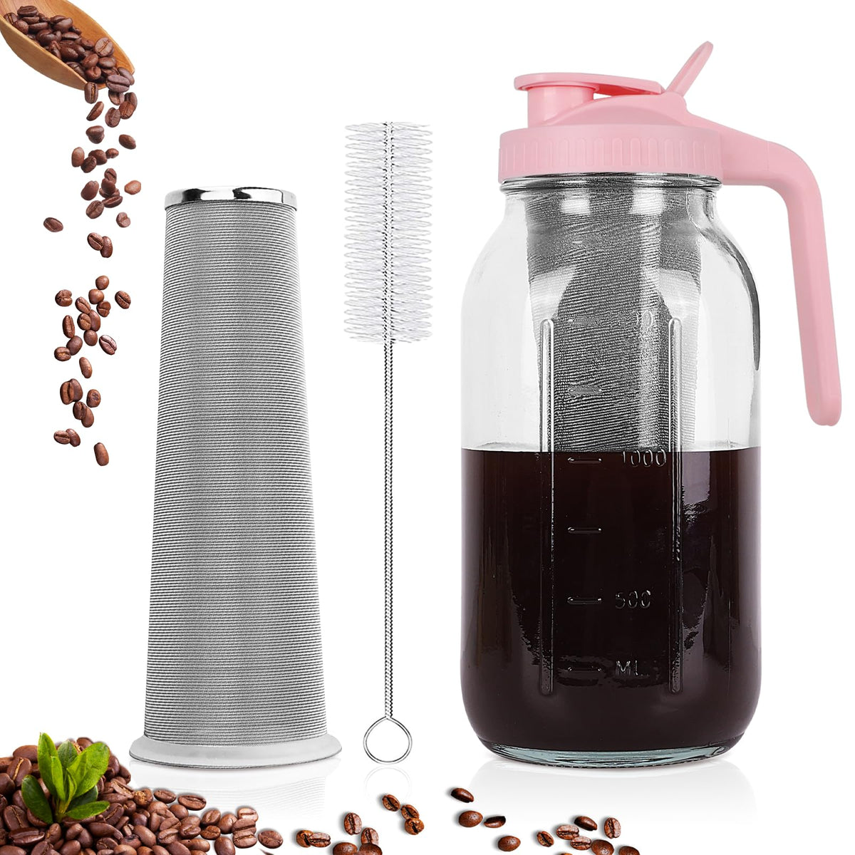 QHH cold brew pitcher with pour spout for easy serving