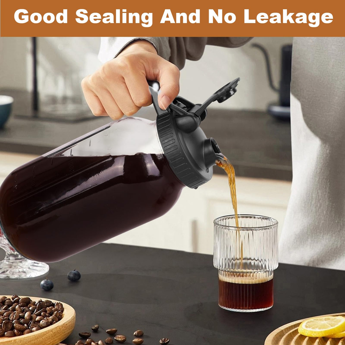 QHH pitcher with ergonomic handle for secure, comfortable pouring
