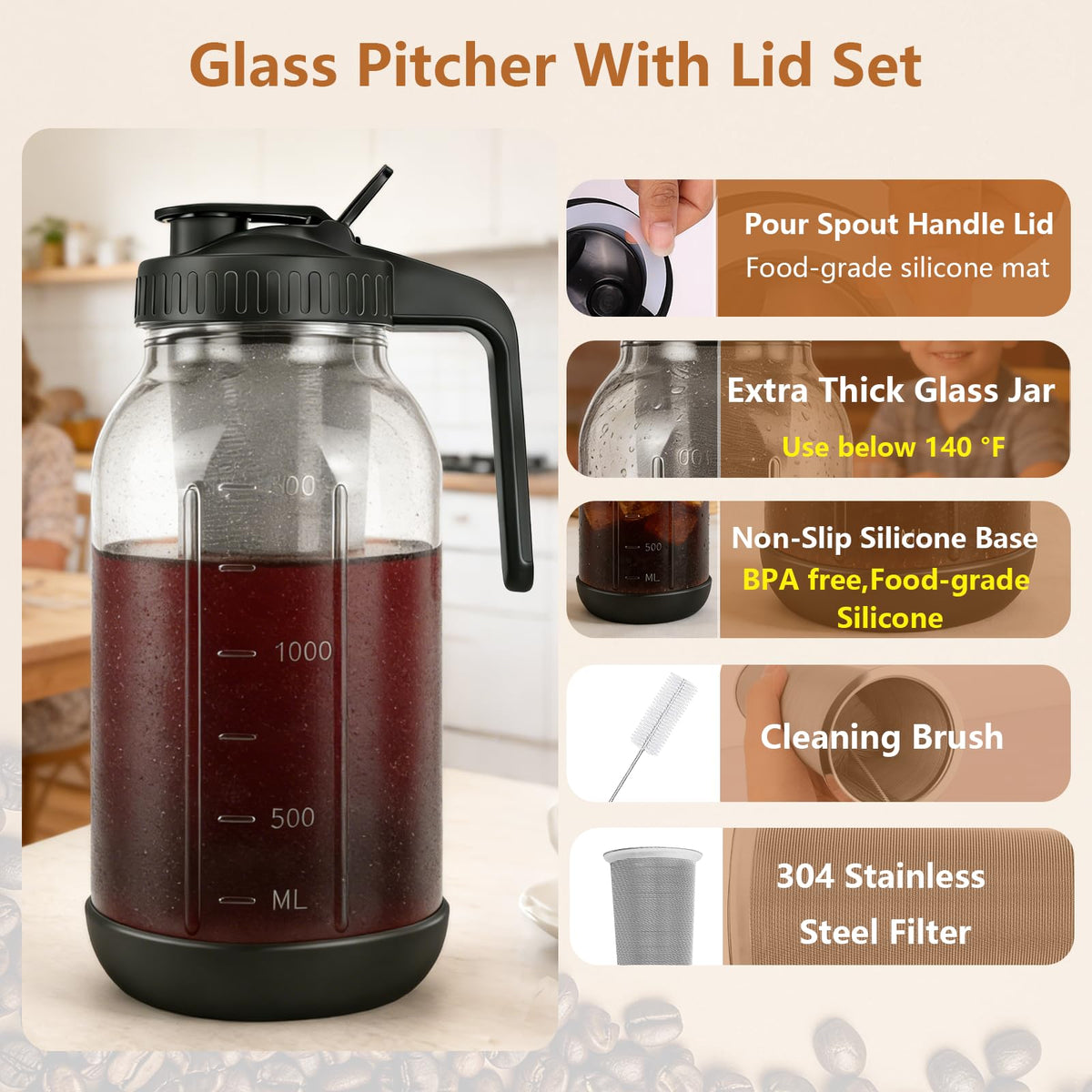QHH sealed lid with pour spout keeps drinks fresh and spill-free
