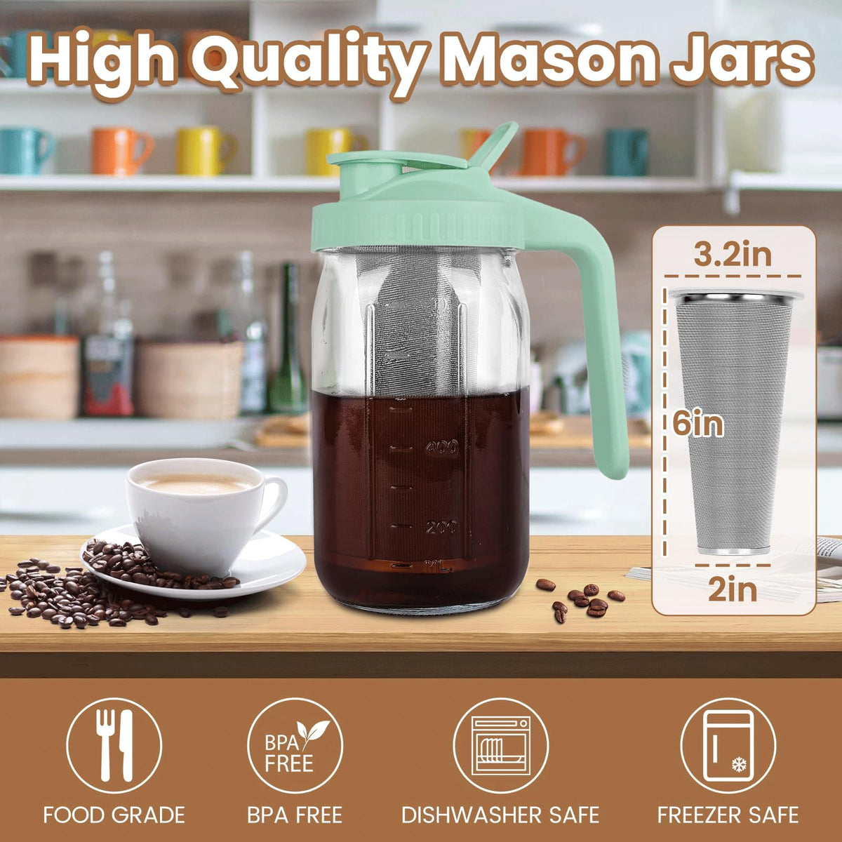 QHH stainless steel filter 160 micron closeup ensuring smooth brew.