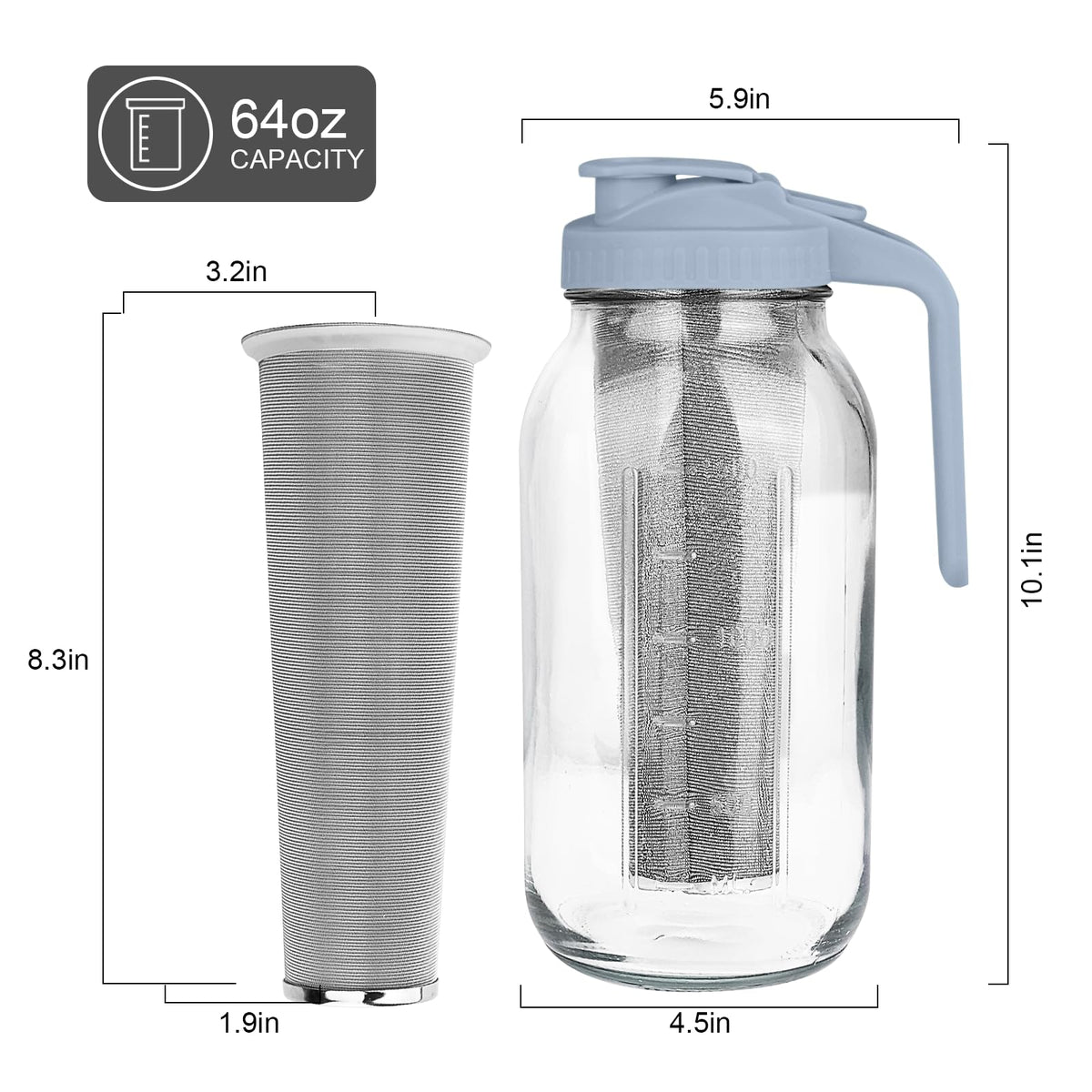 QHH stainless steel 160-micron filter detail keeps grounds out for smooth brews.