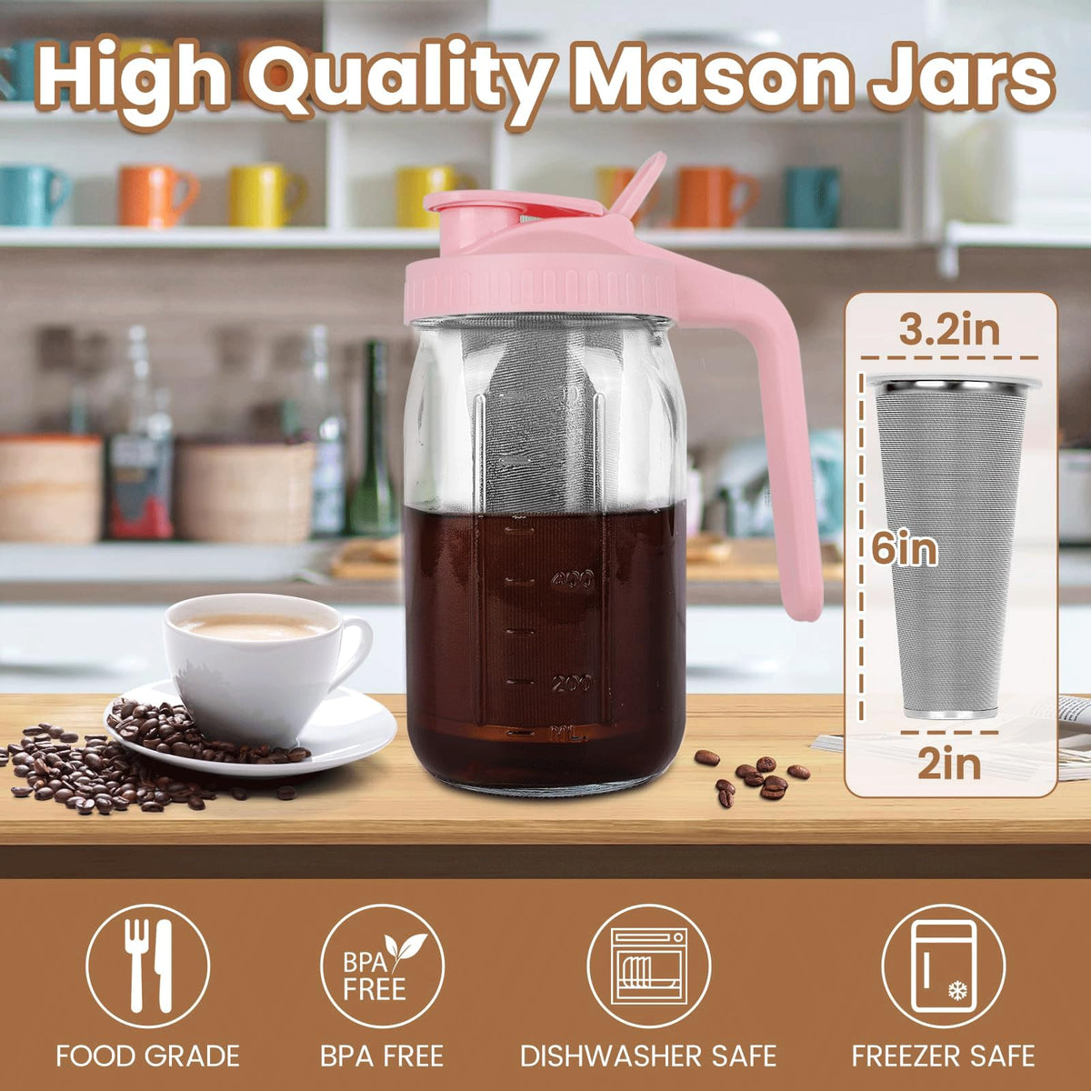 QHH stainless steel filter provides fine straining for smooth beverages.