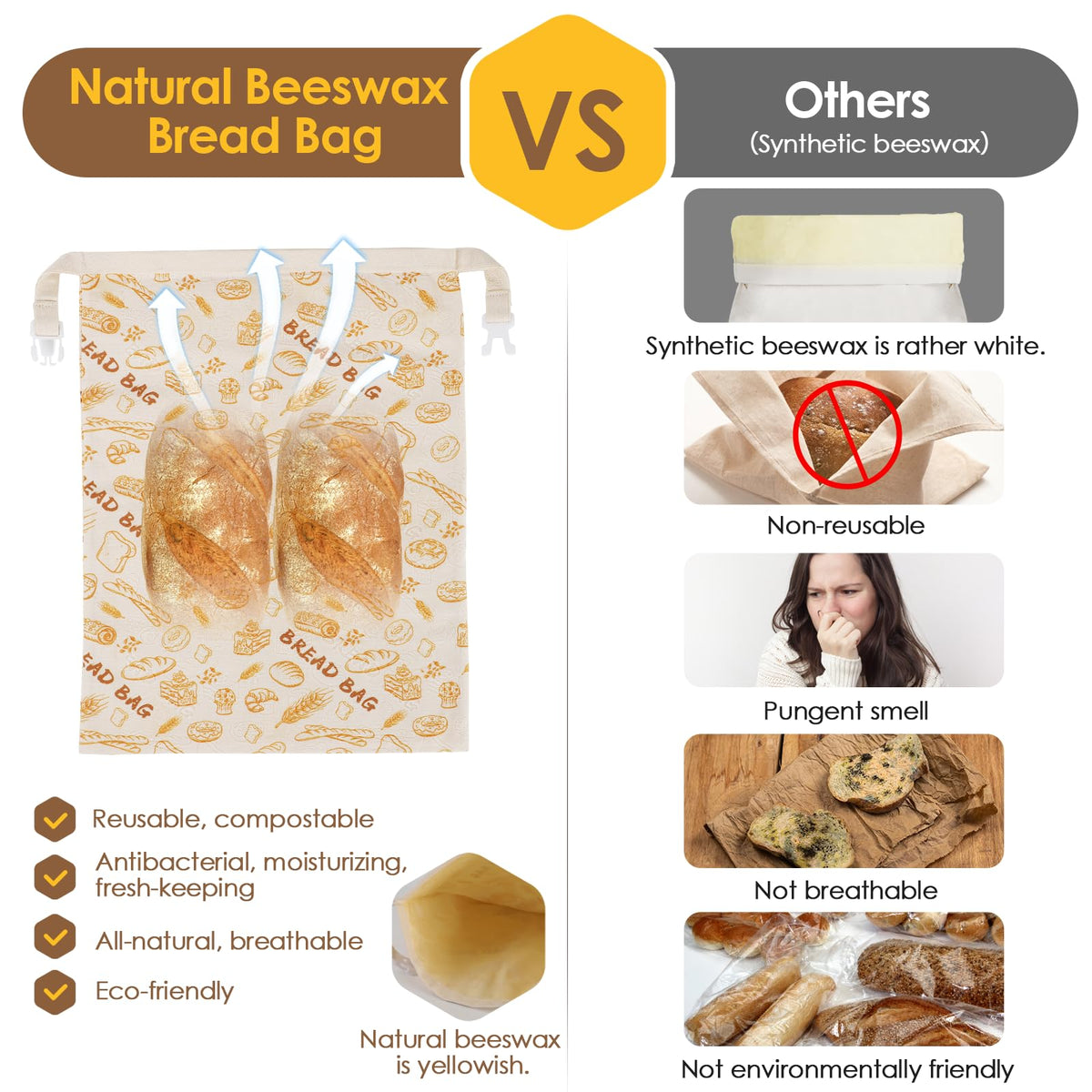 QHMCHLDZ buckle-closure bread bag keeps bread secure and portable