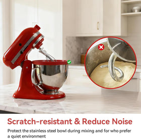 QHMENG silicone bowl liner with lids for KitchenAid 5 Qt tilt-head keeps ingredients fresh.