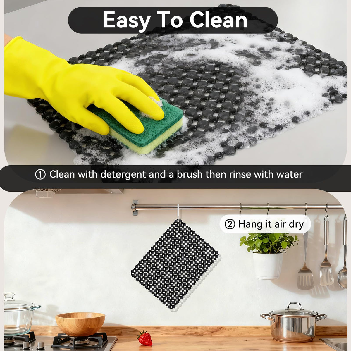 QiCaiJia sink mat easy to clean with soap and water