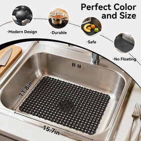 QiCaiJia sink mat in stainless steel sink showing bottom fit and protection