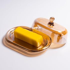 QIANCHANG champagne crystal butter dish close-up showcases elegant, durable glass
