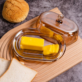 QIANCHANG large-capacity glass dish fits standard butter sticks securely