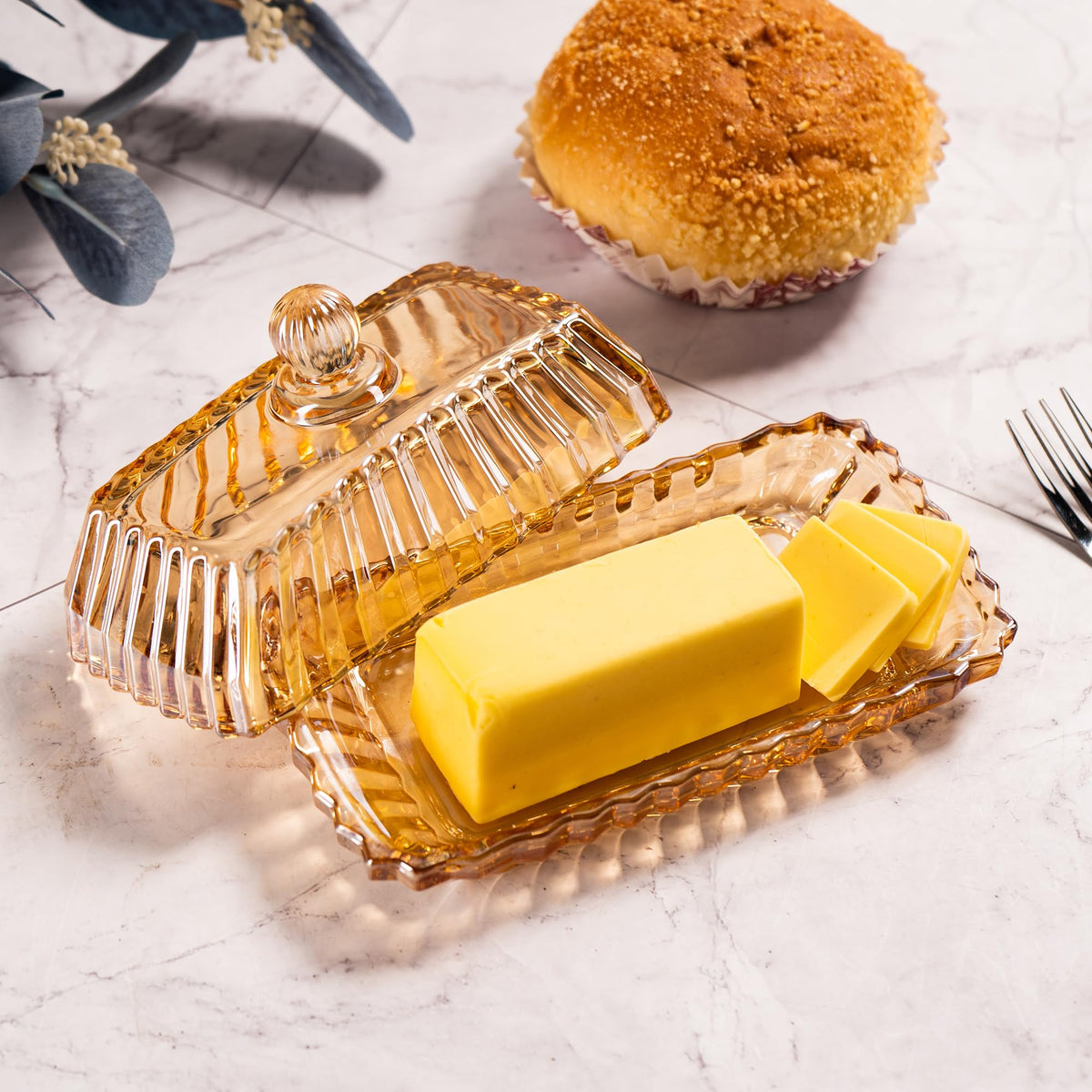 QIANCHANG butter dish with easy-grip lid pull for smooth one-handed use